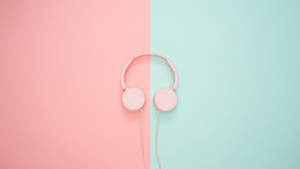 Headphones In Pink And Blue Pastel Aesthetic Desktop Wallpaper