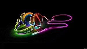 Headphones Neon Lights Wallpaper