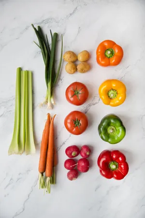 Healthful Salad Vegetables In Lines Wallpaper
