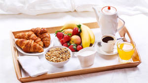 Healthy Breakfast Tray With Assortment Of Goodness Wallpaper