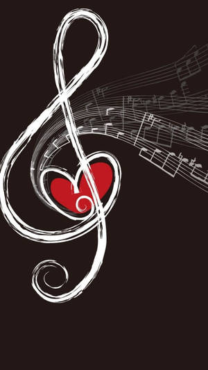 Heart And Notes For Music Phone Wallpaper