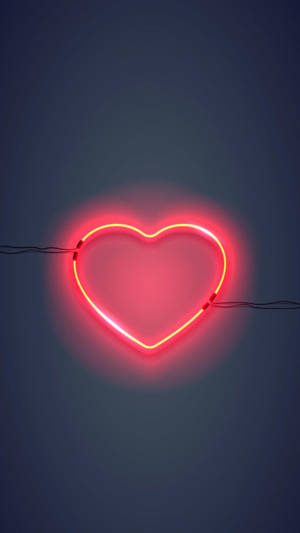 Heart Led Neon Light Red Iphone Wallpaper