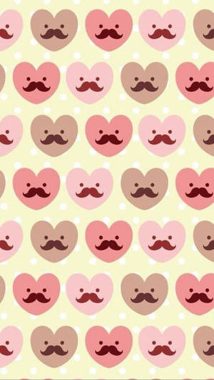 Heart Mustache Tan And Pink Iphone Wallpaper