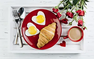 Heart Shaped Eggs Breakfast Wallpaper