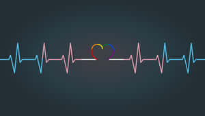 Heartbeat With Rainbow Heart Symbol Wallpaper