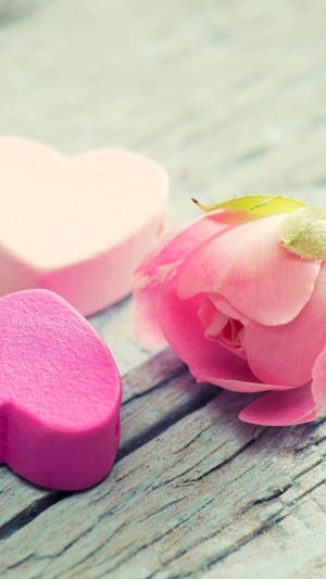 Hearts And Flower Pink Iphone Wallpaper