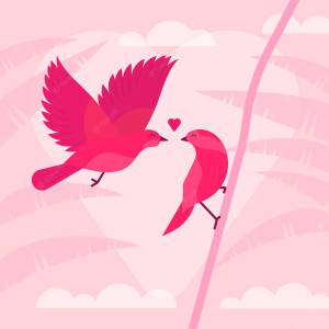 Heartwarming Pink Love Birds Wallpaper