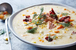 Hearty Bacon And Salmon Chowder Wallpaper