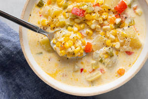 Hearty Corn Chowder With Bell Peppers Wallpaper