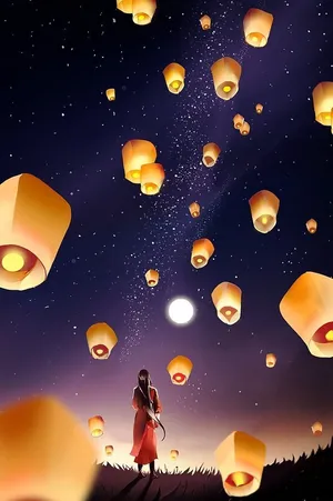 Heaven Officials Blessing Lantern Fly Wallpaper