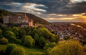Heidelberg Castle Orange-tinged Sunset Wallpaper