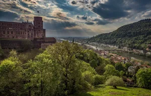 Heidelberg Castle Under Aesthetic Clouds Wallpaper