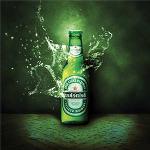 Heineken Lager Beer Bottle With Water Splash Wallpaper