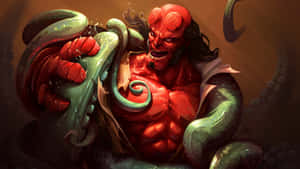 Hellboy_ Battle_with_ Tentacled_ Monster Wallpaper