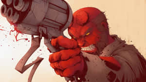 Hellboy_ Fierce_ Battle_ Stance Wallpaper