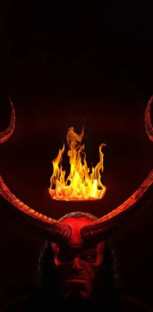Hellboy Flaming Crown Portrait Wallpaper