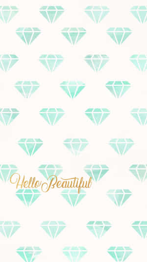 Hello Beautiful Cute Iphone Teal Diamond Patterns Wallpaper