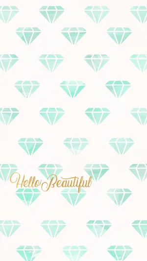 Hello Beautiful Cute Iphone Teal Diamond Patterns Wallpaper