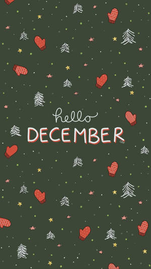 Hello December Green Christmas Wallpaper