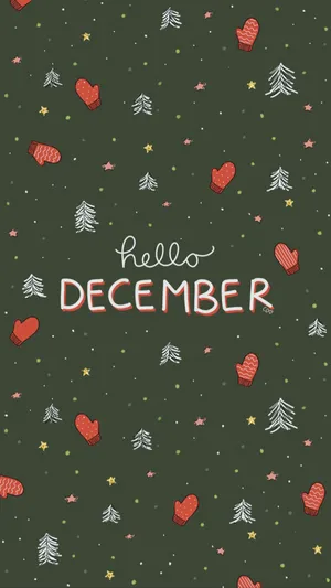 Hello December Green Christmas Wallpaper