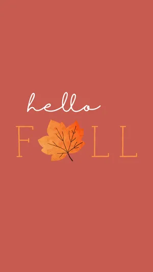 Hello Fall On A Red Background Wallpaper