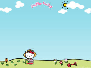 Hello Kitty Gardening In Her Backyard! Wallpaper