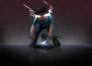 Herobrine Pickaxe Art Wallpaper