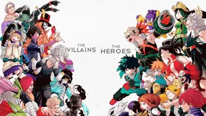 Heroes And Villains Vie For Control In The World Of Mha Wallpaper