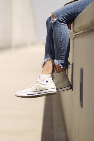 High Cut White Converse Sneakers Wallpaper