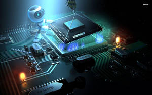 High-definition Computer Chip Image On A Desktop Background Wallpaper