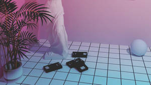 High Res Vaporwave Video Tapes Wallpaper