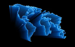 High Resolution 3d Hollow Blue World Map Wallpaper