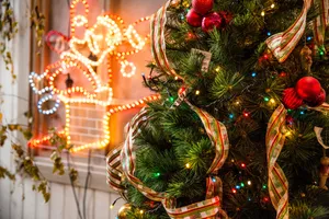 High Resolution Christmas Santa Lights Wallpaper