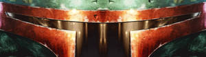 High Resolution Dual Monitor Mandalorian Visor Wallpaper
