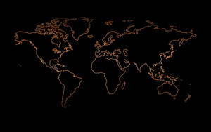 High-resolution World Map Bronze Country Outlines Wallpaper