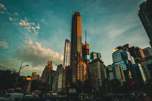 High Rise Buildings Over A Colorful Cityscape Wallpaper