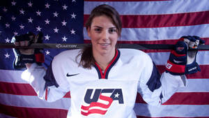 Hilary Knight In Team Usa Hockey Uniform Wallpaper