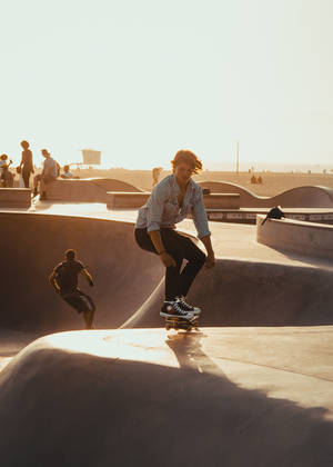 Hipster Skateboard Park Wallpaper