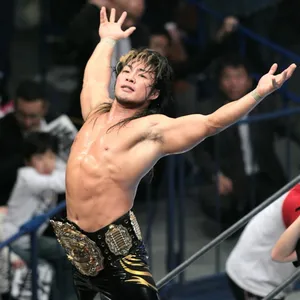 Hiroshi Tanahashi Holding His Njpw Heavyweight Championship Belt. Wallpaper