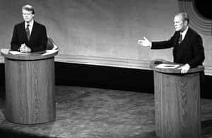 Historic Political Debate Blackand White Wallpaper