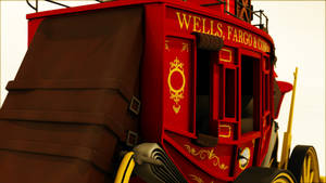 Historic Wells Fargo Stagecoach In A Wild West Scenario Wallpaper