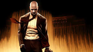 Hitman Blood Money Agent 47 In Front Of Fountains Wallpaper