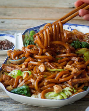 Hokkien Mee Made With Thick Udon Wallpaper