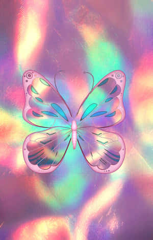 Holographic Pink Glitter Butterfly Wallpaper