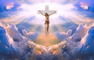Holy Jesus In Heaven Pierced In The Cross Wallpaper