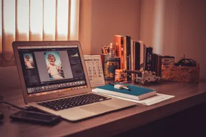 Home Office In A Dim Room Wallpaper