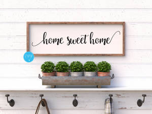 Home Sweet Home White Wooden Wall Wallpaper