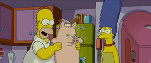 Homer, Marge, And Pig From The Simpsons Movie Wallpaper