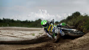 Honda Dirt Bike Neon Green Gear Falling Wallpaper