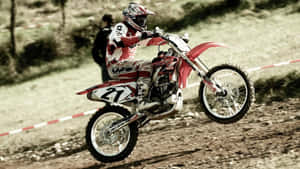 Honda Dirt Bike Red Uphill Wallpaper